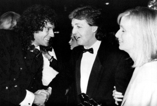 Brian and Paul McCartney at the British Video Awards in 1986