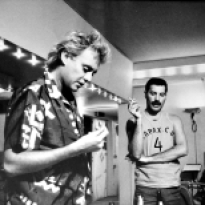 Freddie and Roger in Musicland Studio 1985